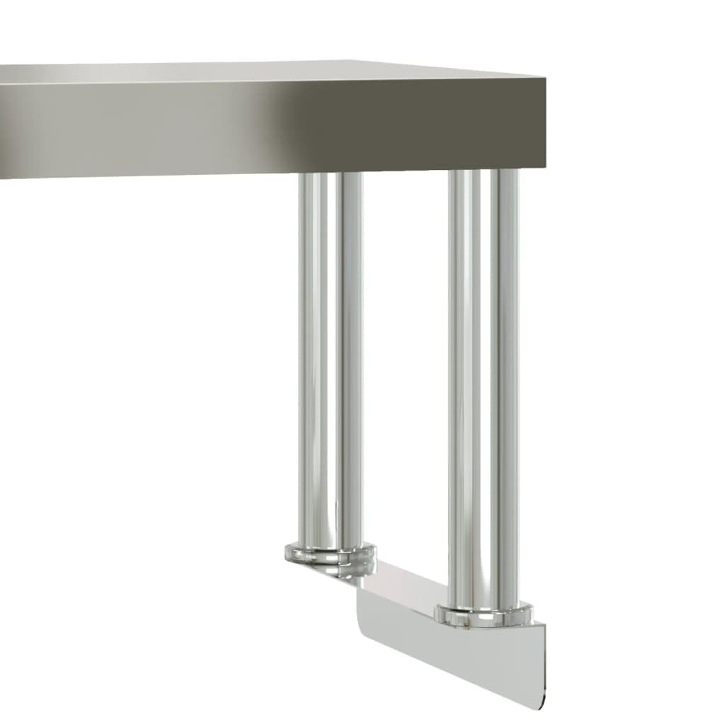 Tavolo da Lavoro Cucina con Piano d'appoggio in Acciaio Inox 110x55x120 cm Piano di Lavoro con Ripiano Inferiore per Gastronomia Ristorante Cucina Bar Catering