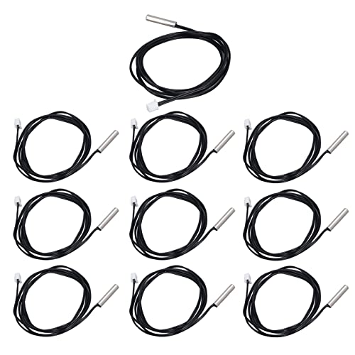 QANYEGN 10Pcs Thermistor Sensor, NTC Temp Temperature Sensor Probe, Cylindrical Head Thermal Temperature Probe for Measuring (50K B3950)