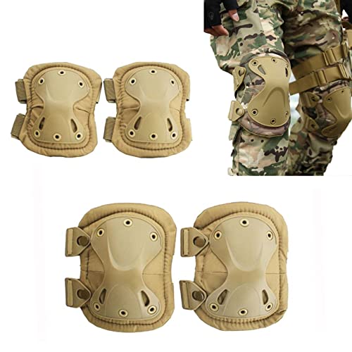 Xingshan Rodilleras para adultos, coderas tácticas militares, paintball, juego de guerra, equipo de protección, equipo de caza, rodillera deportiva (color: amarillo)