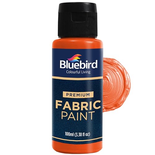 Image of BLUEBIRD Fabric Paint, Tangerine, 3.4 Fl Oz, Permanent Fabric Paints for Clothes, Furniture Upholstery