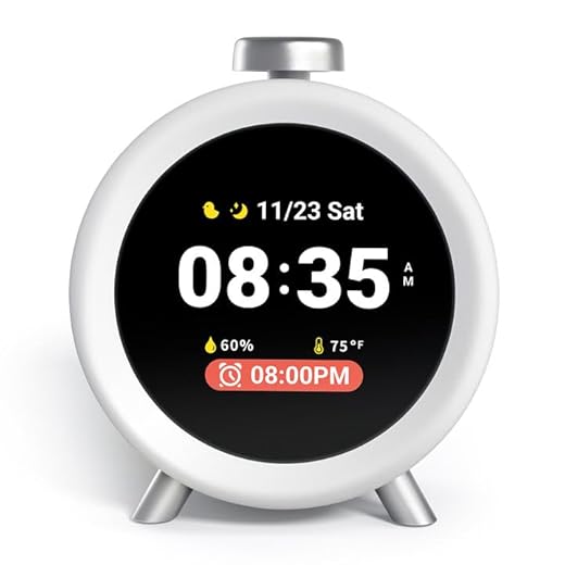 Dekala ChronoSense Alarm Clock for Bedroom Temperature Humidity, 7-Day Programmable 4 Alarms, 100dB Loud Gradual Alarm Clock Heavy Sleeper, IPS Screen Animation, Hourly Chime