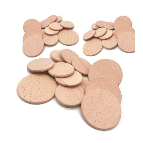 Disques en bois 3cm hêtre 3mm pour loisirs créatifs pyrogravure et scrapbooking (x100)