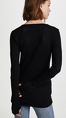 Enza Costa Women’s Cashmere Blend Cuffed V-Neck Top with Thumbholes3