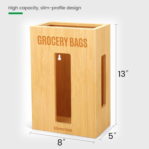 Extra Large Bamboo Grocery Bag Holder & Plastic Bag Organizer, Under Sink Cabinet or Wall Mounted Storage, Space-Saving Dispenser for Kitchen, Pantry, Garage, Laundry Room - Image 3