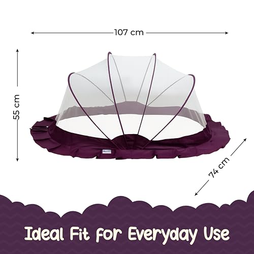 Image of Weird Wolf Foldable Baby Mosquito Net, Bottomless Net for Infants, for Safe & Easy Use | 107 x 74 x 55 cms Mosquito Net for Baby, Toddlers & Infant (0-36 Months), 6 Months Warranty, Purple