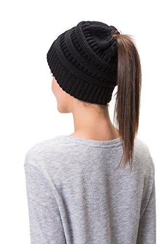 Lemef Gorra de Punto de Cola de Caballo y Moño Desordenado para Mujer Cover