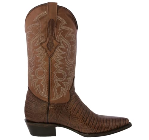 Texas Legacy Mens Brown Western Leather Cowboy Boots Teju Lizard Print J Toe2