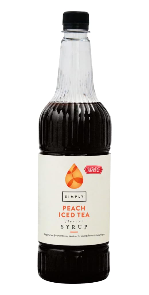 Simply Sugar Free Peach Iced Tea Syrup, Vegan & Gluten Free Beverage Syrup for Cocktails & Mocktails (1 Litre)