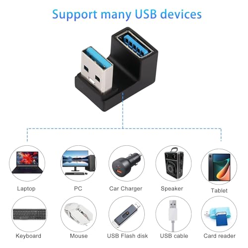 Image of U-Shape USB 3.1 Adapter 180 Degree USB A Male to Female Coupler Connector 10Gbps USB Type A Support Data Transfer Connector Converter OTG for PC Laptop Power Bank - Black