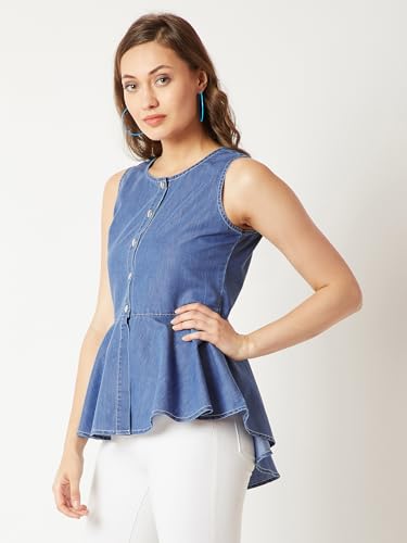 Image of Miss Chase Women's Round Neck Half Sleeves Cotton Lace and Pearl Detailing
