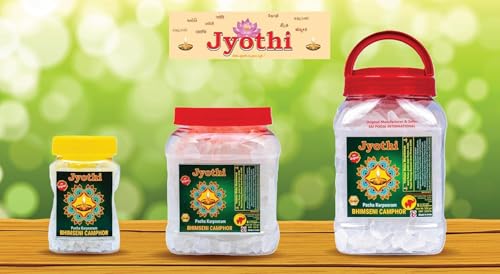 Image of Jyothi Bhimseni Camphor - 100 Gram / 100% Organic Natural Pacha Karpooram for Pooja, Aarti & Meditation, Original Kapoor Crystals for Diffuser & Natural Air Purifier