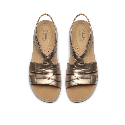 Clarks Clarks Collection Women's Maelynn Paige Wedge Sandal, Gold Metallic Synthetic, 10 Narrow US