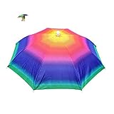 Powerfulline Umbrella Cap Adjustable Headband Sun Rain Outdoor Sport Foldable Fishing Rain Hat Cap Rainbow