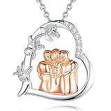 EUDORA Harmony Ball Collar de Tres Hermanas para Mujer Plata de Ley 925, Mejores Amigas Collares Colgante de Corazón, Amistad Joyería Original Regalo para Mujer Hermanas Mejores Amigas, 45CM