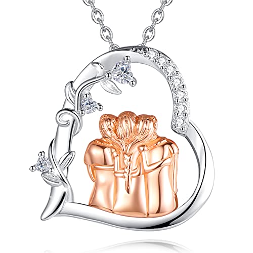 EUDORA Harmony Ball Collar de Tres Hermanas para Mujer Plata de Ley 925, Mejores Amigas Collares Colgante de Corazón, Amistad Joyería Original Regalo para Mujer Hermanas Mejores Amigas, 45CM Cover