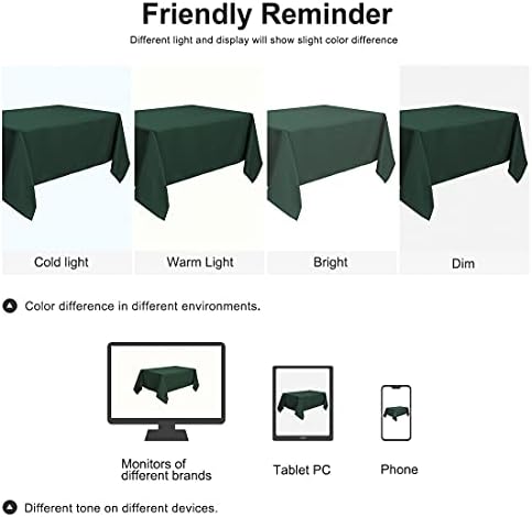 PiccoCasa Table Cloth Wipe Clean Rectangle Tablecloth Wrinkle and Water Resistant Polyester Dining Table Cover Washable for Kitchen Dinning Party 55"x70" (140x178cm) Green