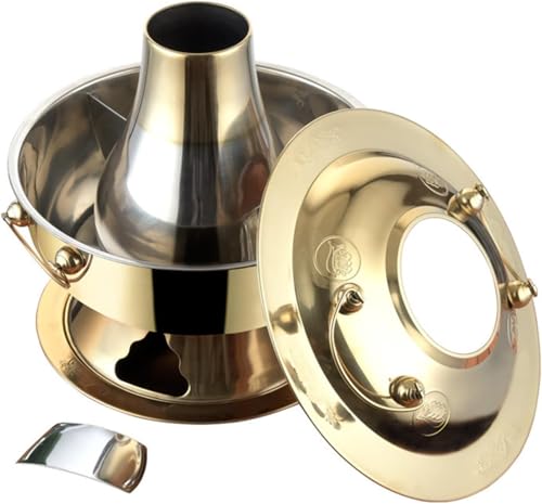 INUUXLG Parties Copper Shabu Shabu Pot Vintage Shabu Pot,Vintage Copper Shabu Shabu Hot Pot with Divider, Two-Flavor Chinese Shabu Shabu Pot Cooker Stainless Steel Hot