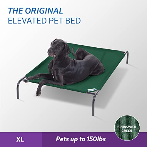 Image of Coolaroo Original Elevated Dog Bed - Breathable Off-The-Ground Pet Bed with Cooling Fabric, Joint Relief & Moisture-Resistant Fabric, 100% Recyclable, Easy Clean, Brunswick Green, Extra Large