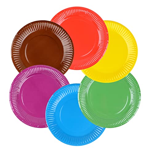 YiliYa Piatti Carta,60 Pezzi colorati 7 Pollici USA E Getta Rotondi per Compleanno, Ecologici, Festa, Matrimonio,Fai da Te Fatti a Mano