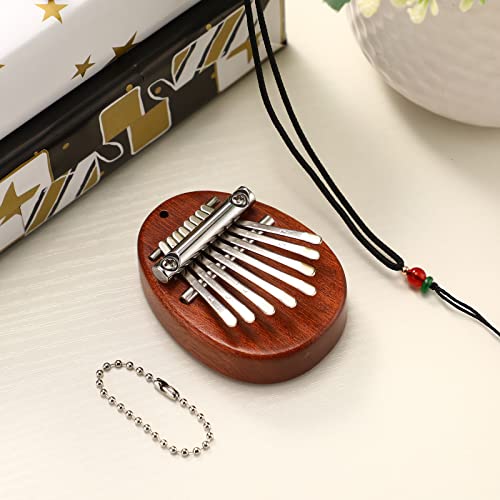 Zhengmy 15 Pcs 8 Key Mini Kalimba Portable Thumb Piano Tiny Wood Finger Piano Oval Shape Marimba Instrument Small Pocket Musical Gifts For Kids Adults Beginners, Ropes And Chains Are Included #TOP6