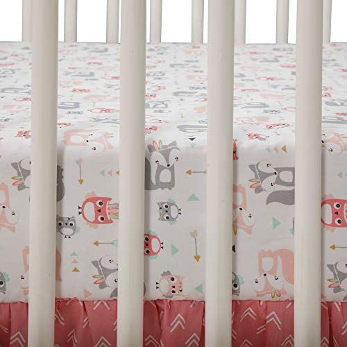 Lambs & Ivy Little Spirit 3-Piece Crib Bedding Set - Blue, Gray, White, Coral #TOP5