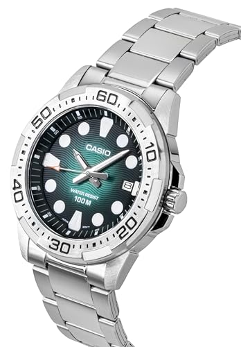 Miniatura 3 de Casio MTD-140D-3AVDF – Reloj Hombre Estándar Analógico, Esfera Verde, Acero Inoxidable, WR 100M, Brazalete Acero, Fecha