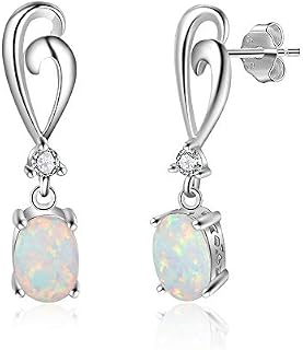 YAZILOIND S925 Sterling Silver Earrings Simple Style Opal Pendant Drop Dangle Earring Women Girls Birthday Jewellery