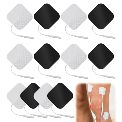 Almohadilla de repuesto para unidad con pin de 2 mm, 24 almohadillas autoadhesivas compatibles con máquina TENS, parches de electrodos reutilizables de 50 mm x 50 mm para electroterapia