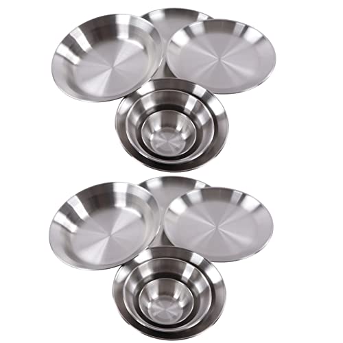 Azusumi 12 Piece Camping Tableware Set Stainless Steel Camping Plates Bowls Set with Storage Bag Outdoor Hiking Camping