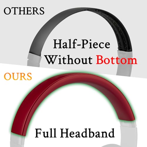 Image of SOULWIT Top+Bottom Headband Cover Kit for Beats Studio 3 & Studio 2 Wired & Wireless Headphones, Replacement Headstrap Pad Repair Part with Durable Silicone and Plastic - Studio3 Red