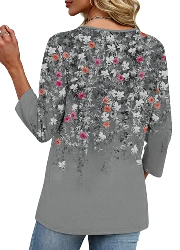 Image of XIEERDUO 3 /4 Length Sleeve Womens Tops V Neck T Shirts Summer Clothes Basic Blouses Dressy Casual 2026 Spring Outfits
