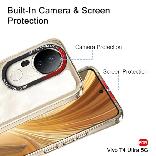 Image of TheGiftKart Hybrid Shockproof Back Cover Case for Vivo T4 Ultra 5G | Stylish Camera Border | Electroplated Buttons | Crystal Clear Hard Back Cover Case (TPU & PC, Transparent Bumper)