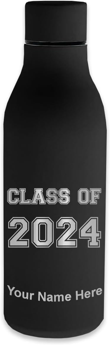 LaserGram Double Wall Stainless Steel Water Bottle, Class of 2020, 2021, 2022, 2023, Personalized Engraving Included