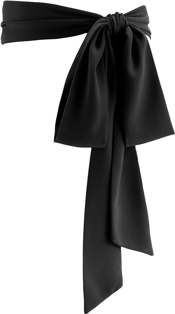 Theaque Unisex Black Women Chiffon Sash Belt Dress Sash Waist Belt For Special Occasion Bridal Wedding Prom Formal 3'' Wide (Black)