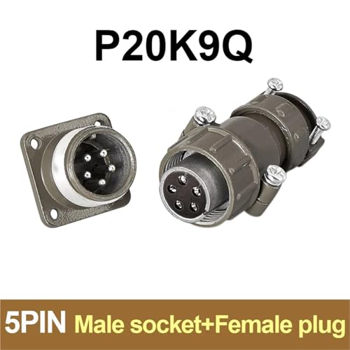 Conector P20 de 5 pines con enchufe macho y hembra impermeables de 20mm 2