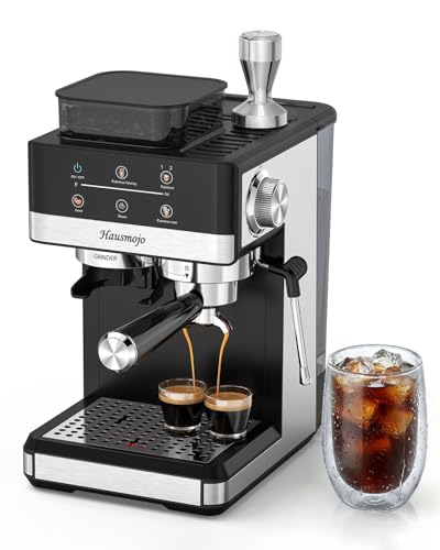 Hausmojo Espresso Machine with Grinder, 20Bar Expresso Coffee Machines with Milk Frother...