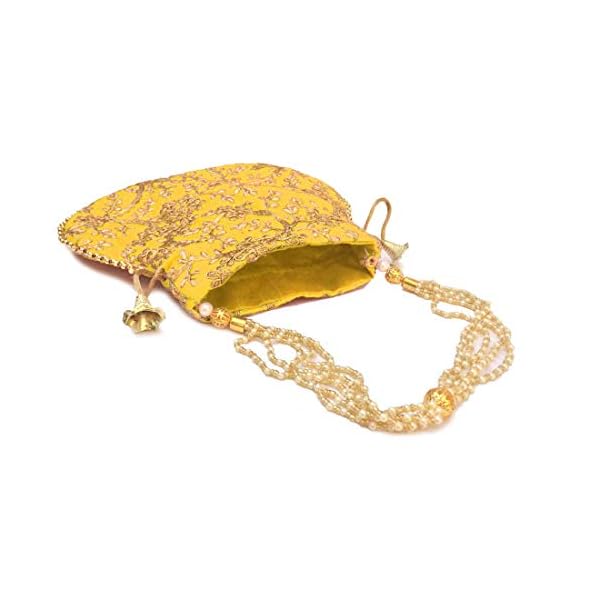 Swastik Uphaar Rajasthani Women's Embroidered Handbag Potli Wallet (YELLOW) - Image 3