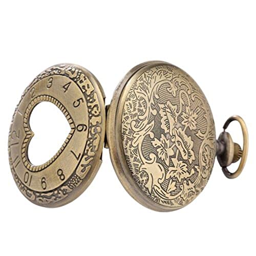 Image of AUGEN Premium Pocket Watch Metal Keychain Heart 3 Retro Vintage for Gifting With Key Ring Anti-Rust (Pack Of 1)