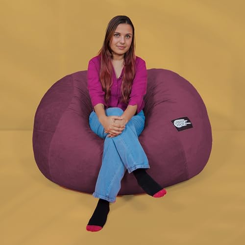Image of Yogi Sack - Plush, Ultra Soft Memory Foam Blend Bean Bag Chair with Washable Cover - Never Goes Flat (Large, Maroon, Bean Bag Bed)
