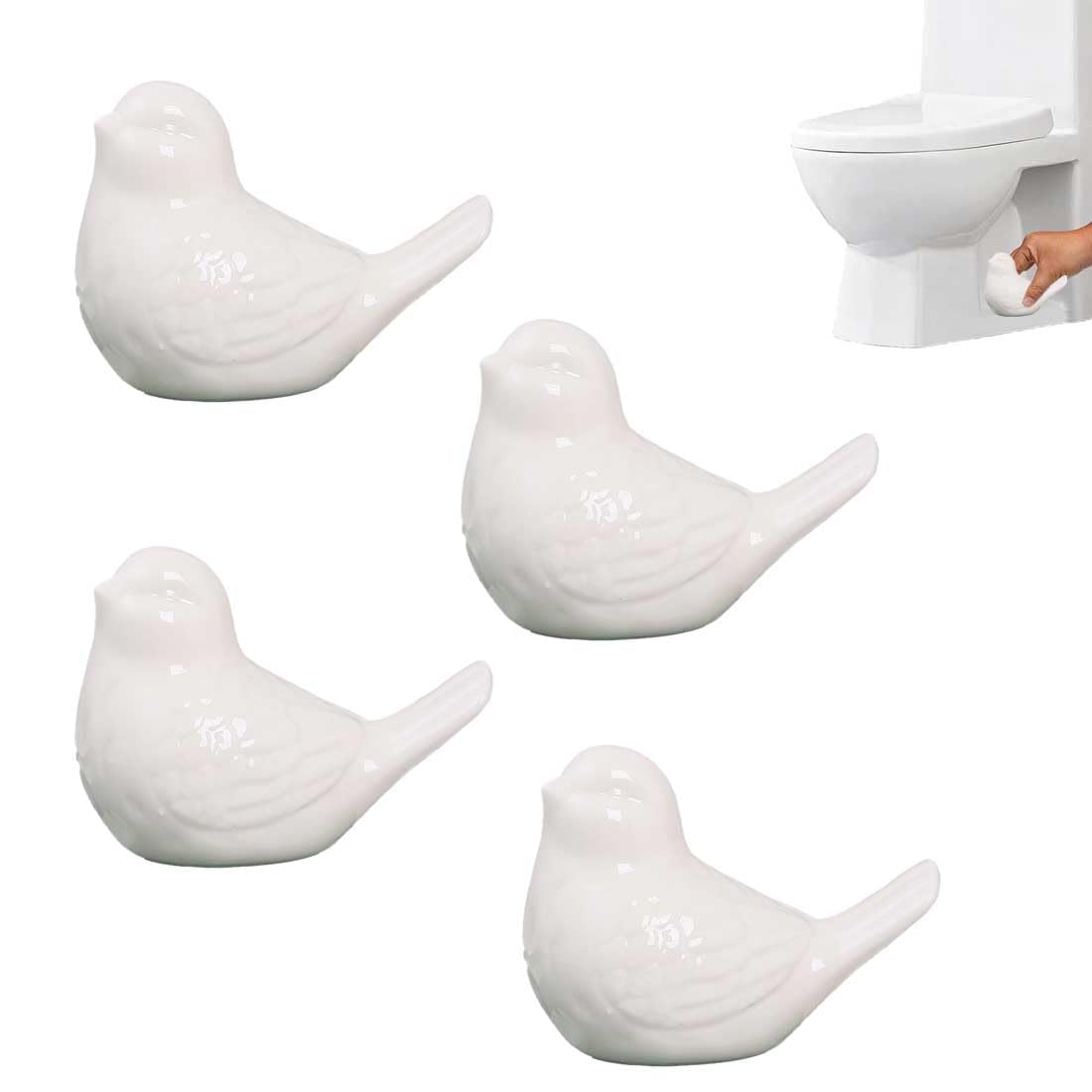 Generic 4-Pack Bird Design Toilet Bolt Caps - Decorative Porcelain Covers for Toilet Bowl Screws, Easy Installation (White)