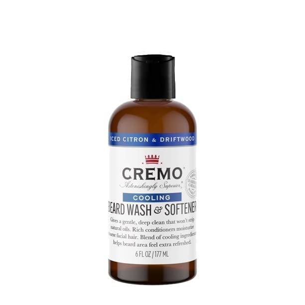 Cremo Iced Citron & Driftwood Cooling Beard Wash and Softener, SulfateFree, For
