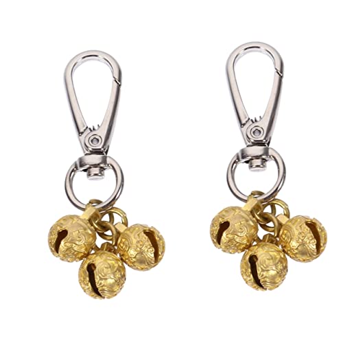 2 Pcs Key Chain Nativity Ornaments for Keychain Hollow Bell DIY Pet Bells Charm Bells for Collar DIY Bell Pendant Bell Decor Metal Bell Golden Brass Wind Chime