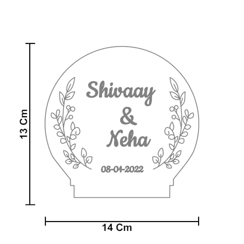 Image of Customized 3D Lamp for Couples - Personalized LED Night Light with Names, Unique Gift for Husband Wife, Custom Romantic Decor for Birthday, Wedding, or Valentine (Couple Name & Date Lamp)