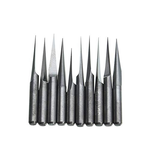 LW-Tool 10Pcs 3.175mm Milling Cutters Engraving CNC Bit Router Tool Woodworking 10 Degree 0.1mm V Shape Tip End Mill Tool Bit (Size : 10Pcs 3.175mm)