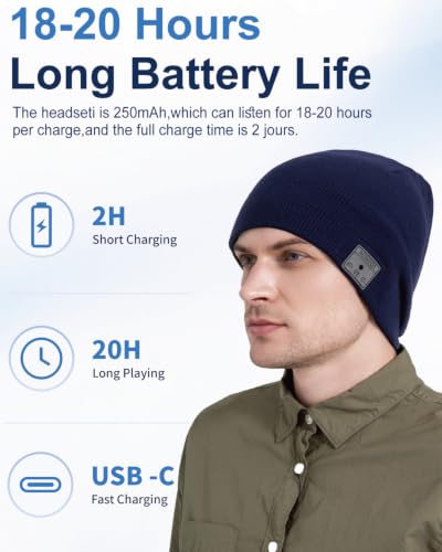 Image of BORAYDA Bluetooth Beanie, 18 hrs Playing HD Stereo, Built-in Mic, Men's /Women's Christmas Electronic Gifts