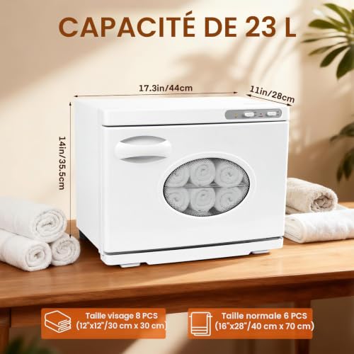 HomdMarket Chauffe-serviettes 23L, chauffe-serviettes avec lampe UV, 3-en-1 chauffe-serviettes, chauffe-serviettes électrique avec fenêtre de visualisation pour spa, massage, salon et soins des ongles – vue 3