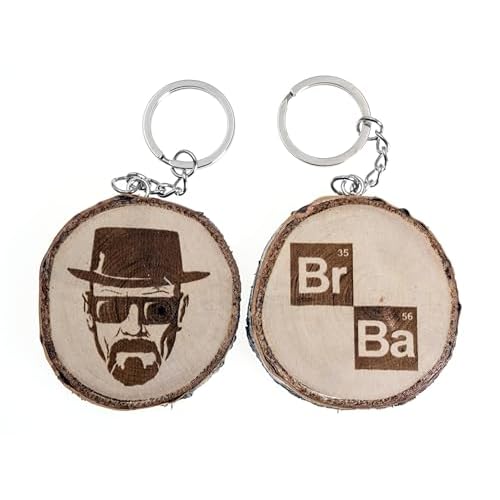 Llavero de madera natural con Walter White, Breaking Bad, Heisenberg