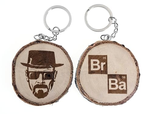 Llavero de madera natural con Walter White, Breaking Bad, Heisenberg