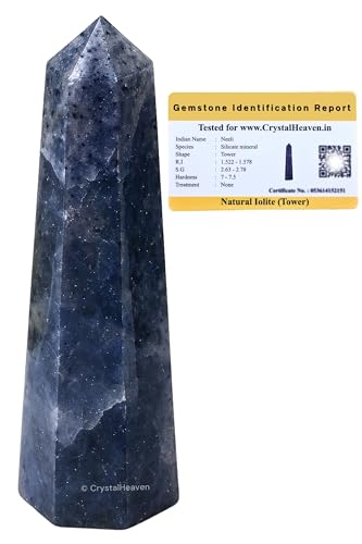 Image of Crystal Heaven Certified Iolite Crystal Tower Obelisk Point for Chakra, Healing and Balancing - AAA Grade Original Certified Gemstone Agate for Reiki Meditation Yoga Spiritual (2-3 Inches)