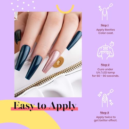 Image of Beetles Dark Teal Gel Nail Polish, 15ml Aegean Dark Jewel Tone Deep Teal Gel Polish Art Manicure Salon DIY Decoration at Home Soak Off UV Lamp Cured